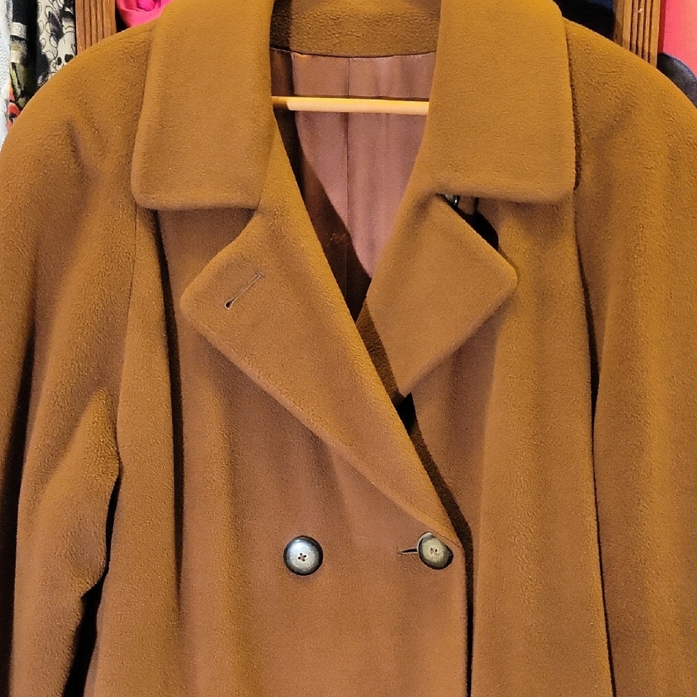 Saks Fifth Avenue Brown Cashmere Trench Coat, Sz 12 - Picture 4 of 12